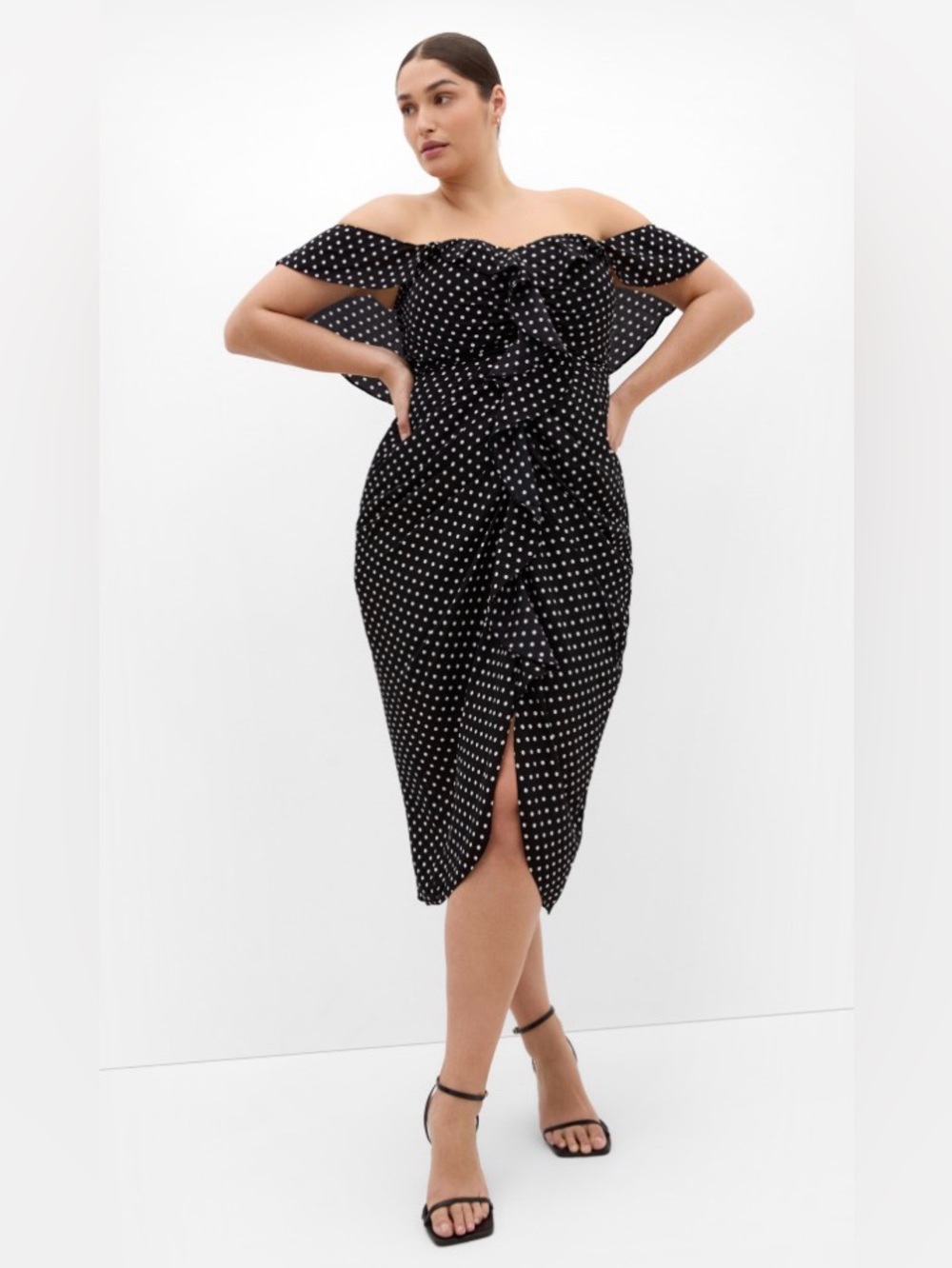 New! City Chic Gina Polka Dot Dress - black size XL 22